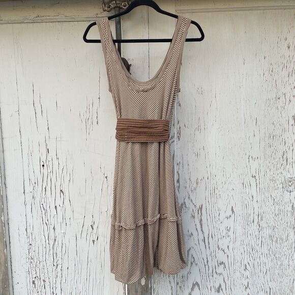 Plenty By Tracy Reese Tank Top Mini Dress Women’s Sm Brown/Cream Striped Bubble - Picture 5 of 15